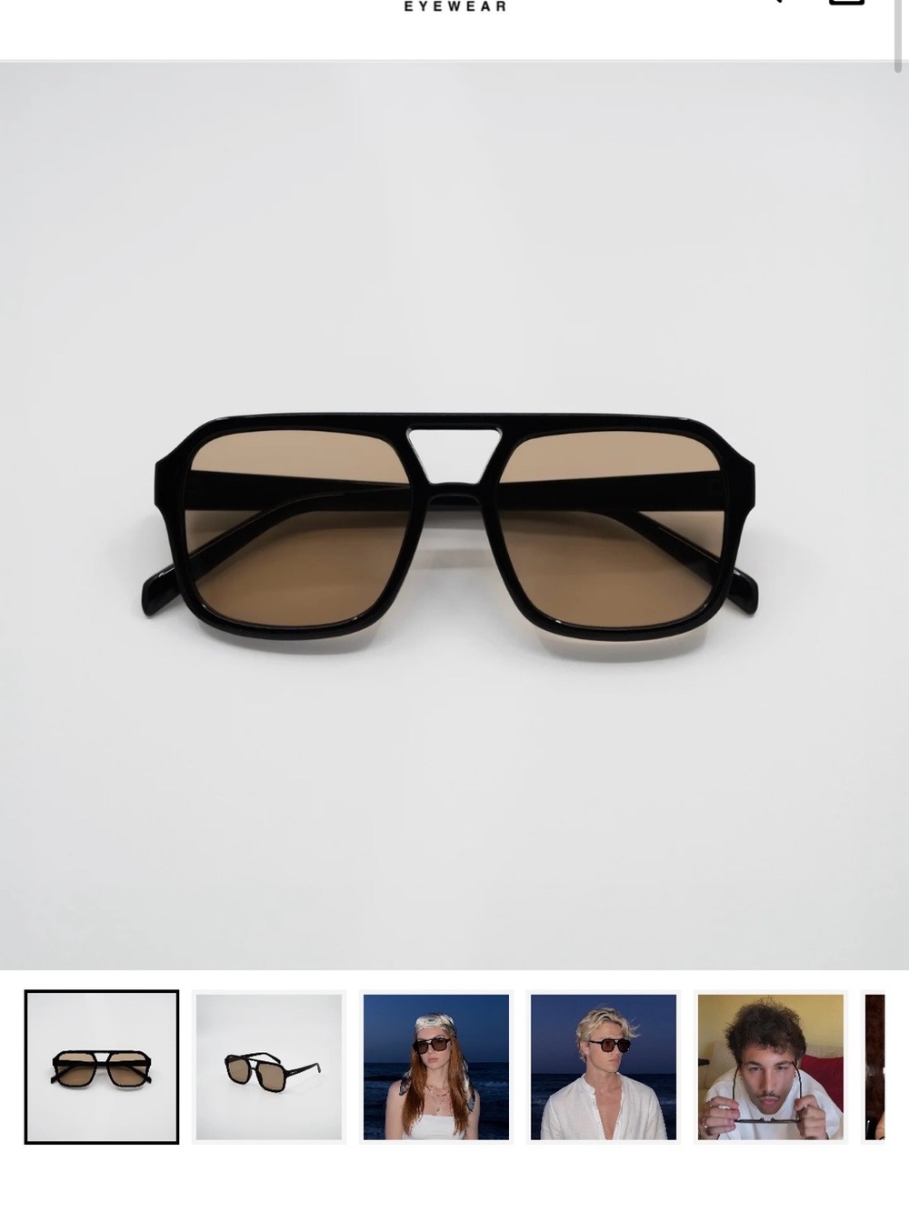 EYEKONIK Dakin Scotch Black Aviator-Style Sunglasses with Brown Lenses